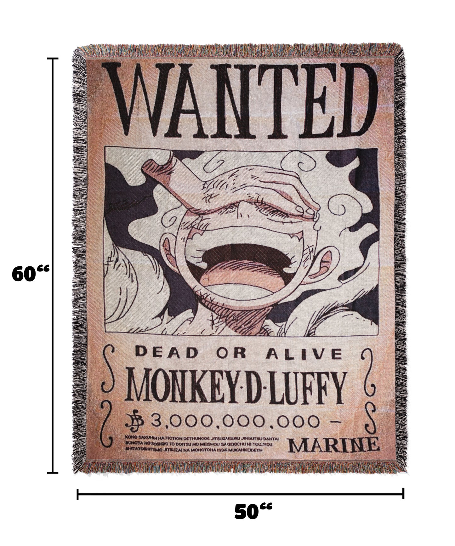 Luffy Gear 5 Wanted Poster Woven Tapestry – One Piece Wall Art Throw Blanket (60"x50")