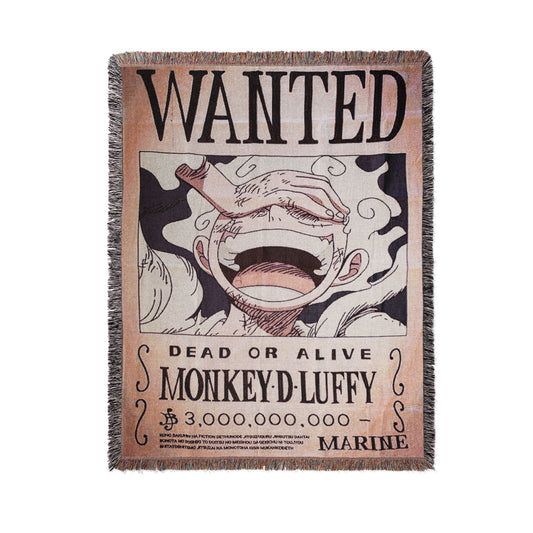 Luffy Gear 5 Wanted Poster Woven Tapestry – One Piece Wall Art Throw Blanket (60"x50")