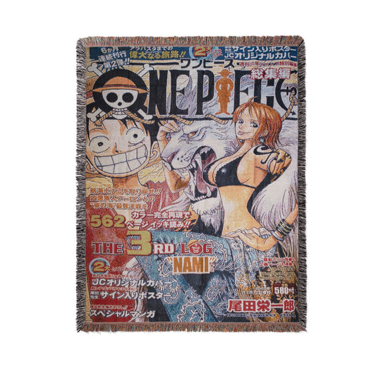 Hand-Woven One Piece Tapestry – Luffy & Nami Manga Cover Edition