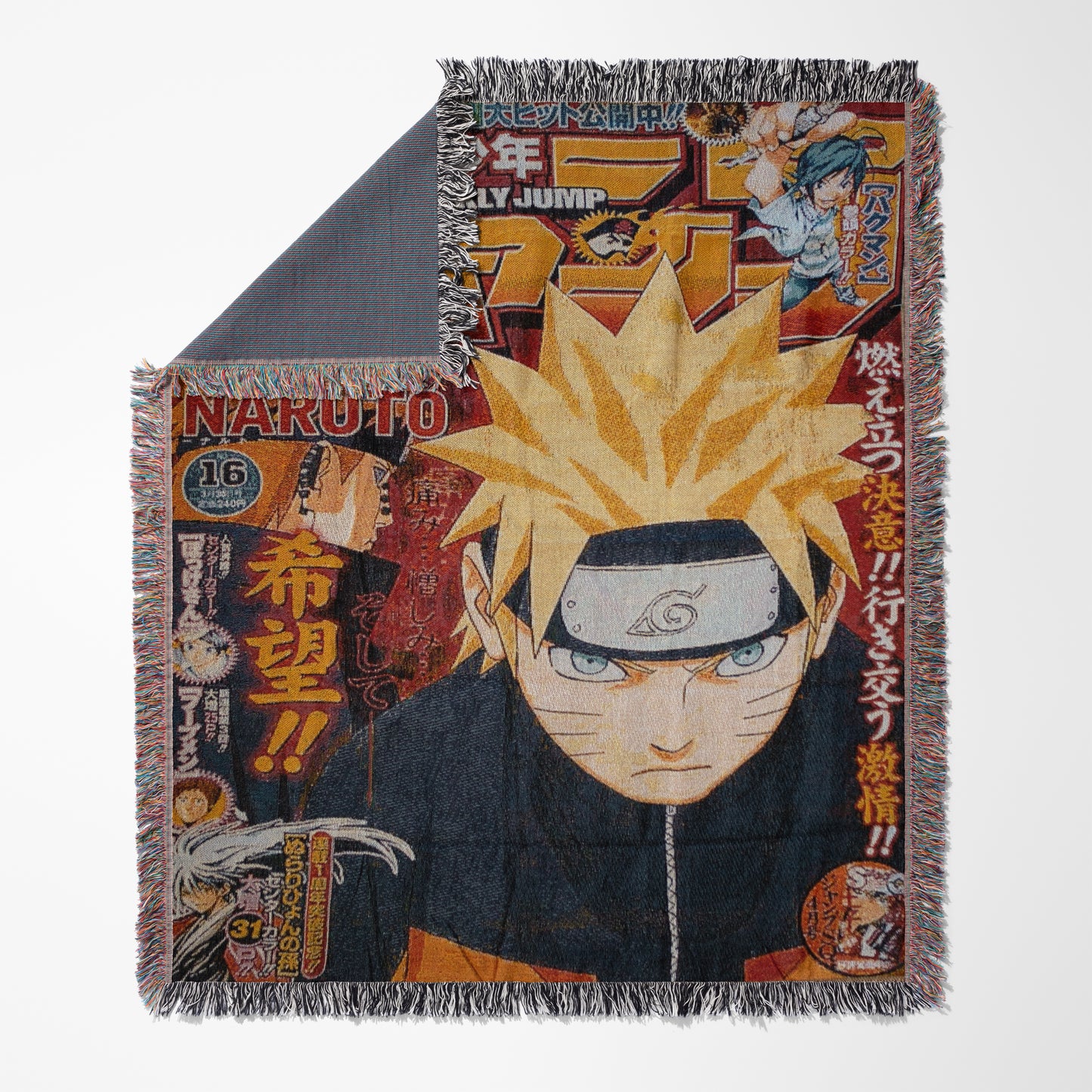Naruto Weekly Jump Woven Throw Blanket | 50x60 Naruto Uzumaki Anime Blanket | Manga Room Decor (15)
