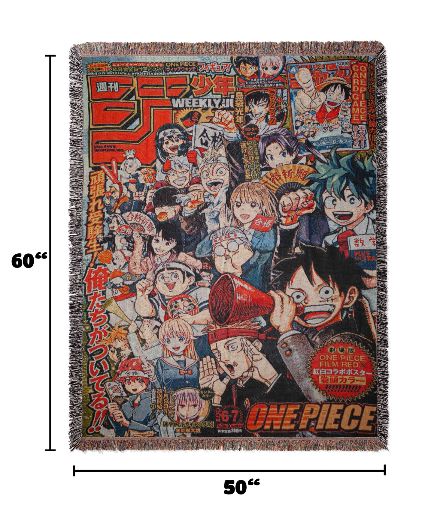 Shonen Jump Celebration Woven Tapestry – 60"x50" Anime Wall Art ft. Luffy, Deku & More