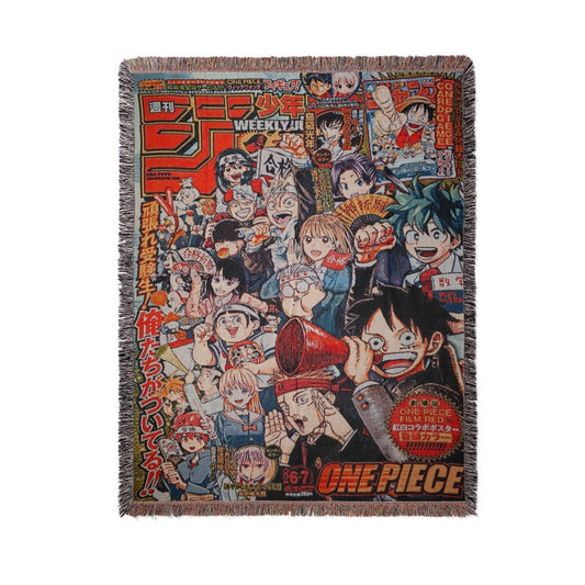 Shonen Jump Celebration Woven Tapestry – 60"x50" Anime Wall Art ft. Luffy, Deku & More