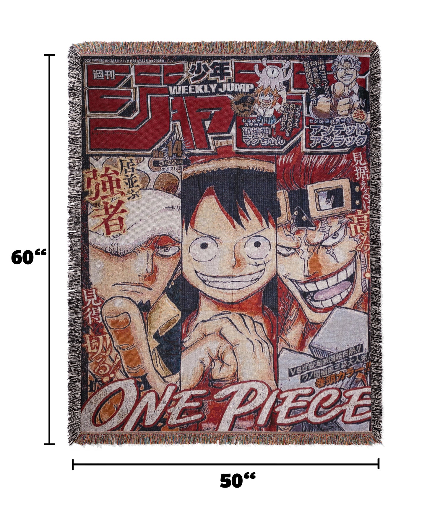 One Piece Luffy, Law & Kid Woven Throw Blanket | 50x60 Weekly Jump Anime Blanket | Pirate Alliance Manga Decor (10)
