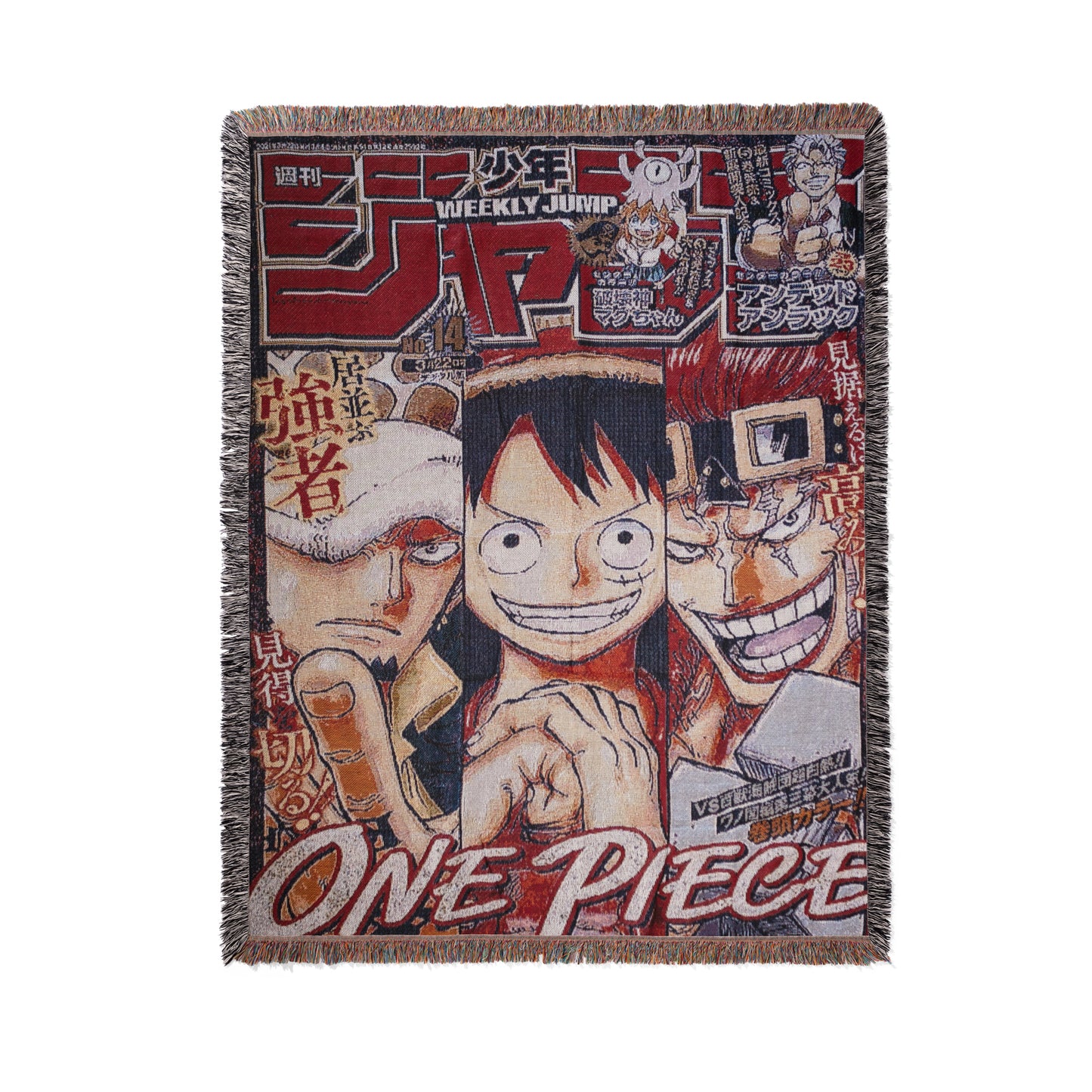 One Piece Luffy, Law & Kid Woven Throw Blanket | 50x60 Weekly Jump Anime Blanket | Pirate Alliance Manga Decor (10)