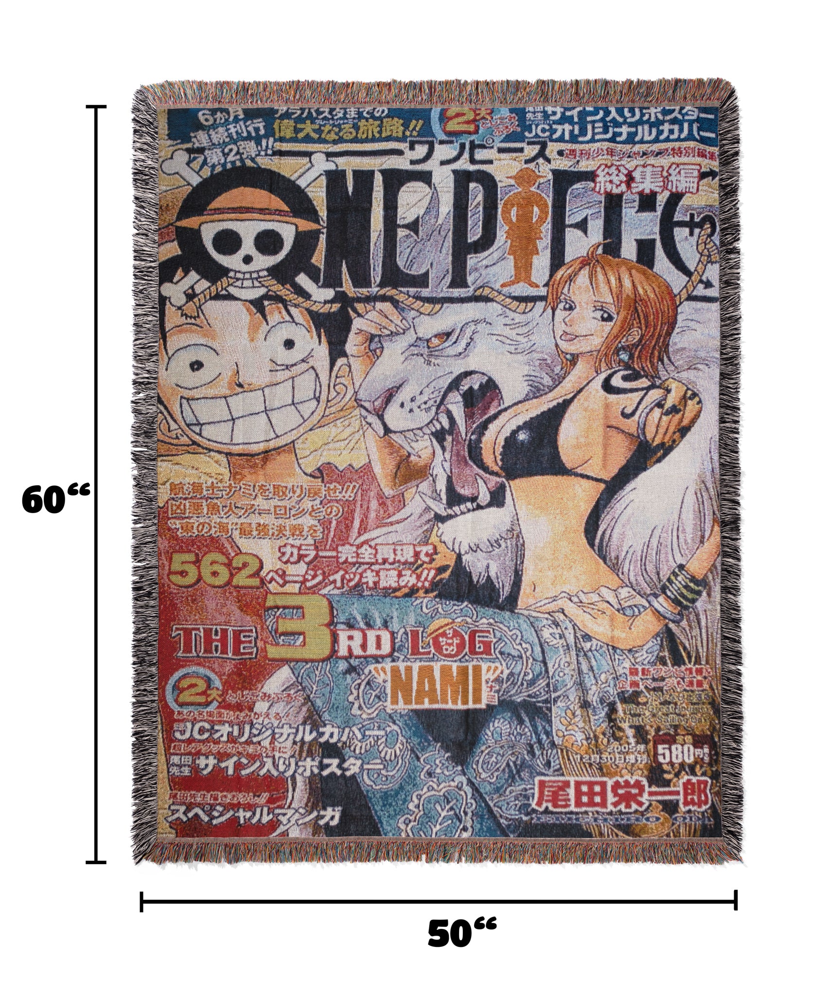 Hand-Woven One Piece Tapestry – Luffy & Nami Manga Cover Edition
