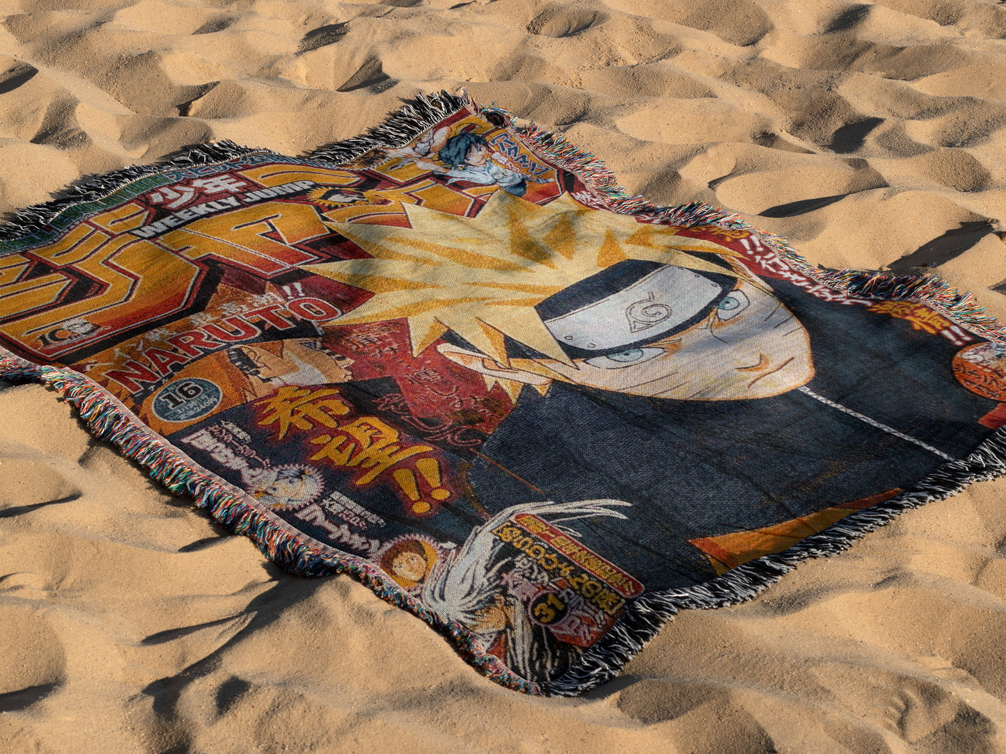 Naruto Weekly Jump Woven Throw Blanket | 50x60 Naruto Uzumaki Anime Blanket | Manga Room Decor (15)