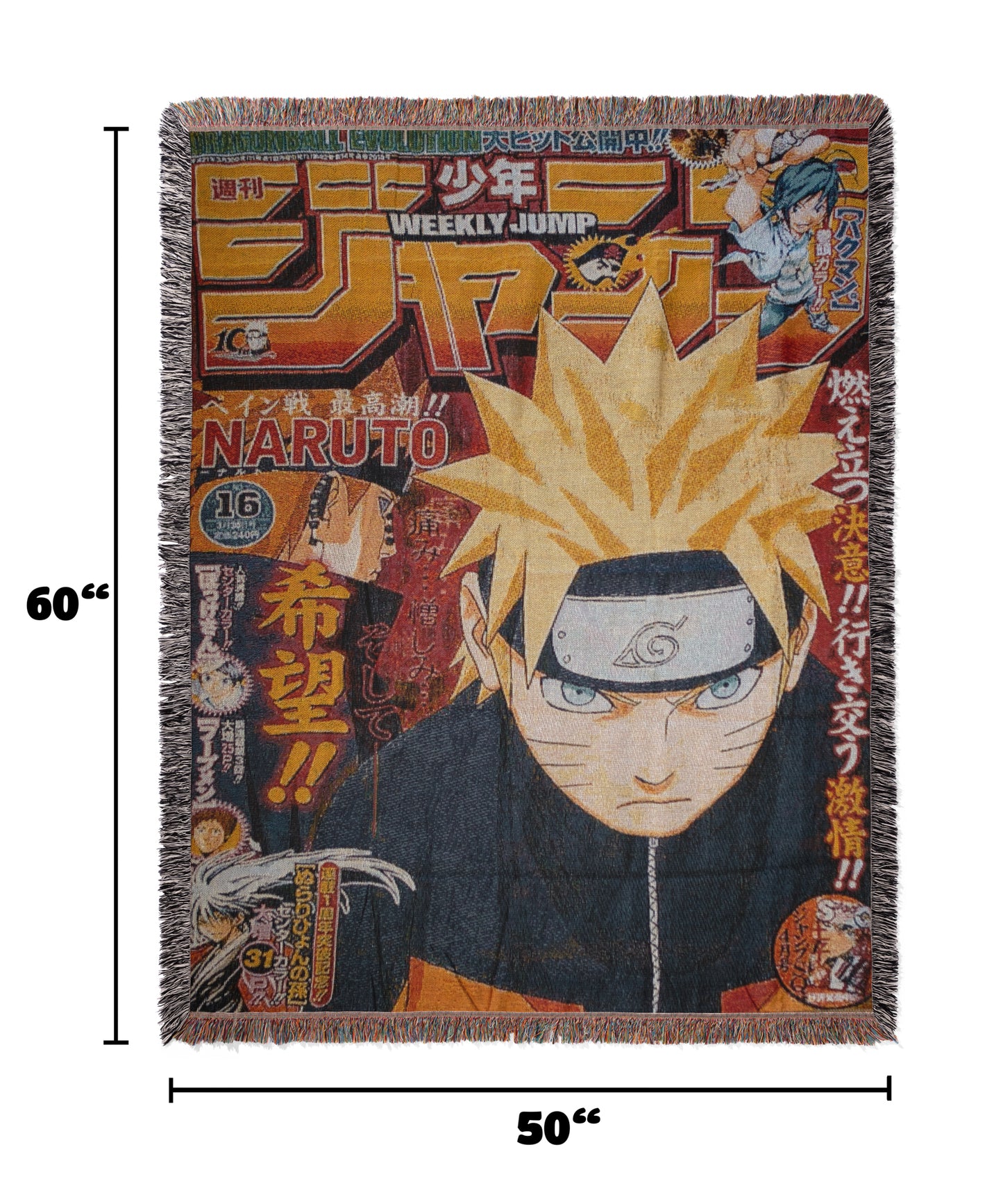 Naruto Weekly Jump Woven Throw Blanket | 50x60 Naruto Uzumaki Anime Blanket | Manga Room Decor (15)