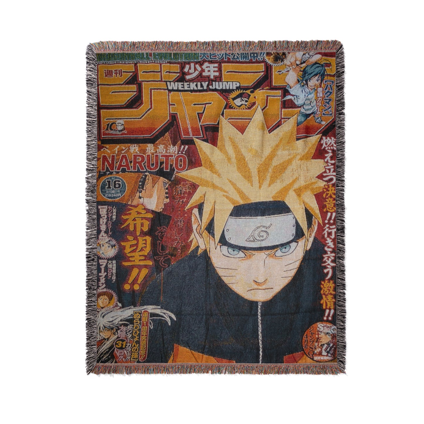Naruto Weekly Jump Woven Throw Blanket | 50x60 Naruto Uzumaki Anime Blanket | Manga Room Decor (15)