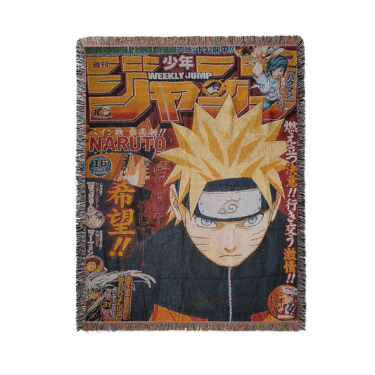 Naruto Weekly Jump Woven Throw Blanket | 50x60 Naruto Uzumaki Anime Blanket | Manga Room Decor (15)