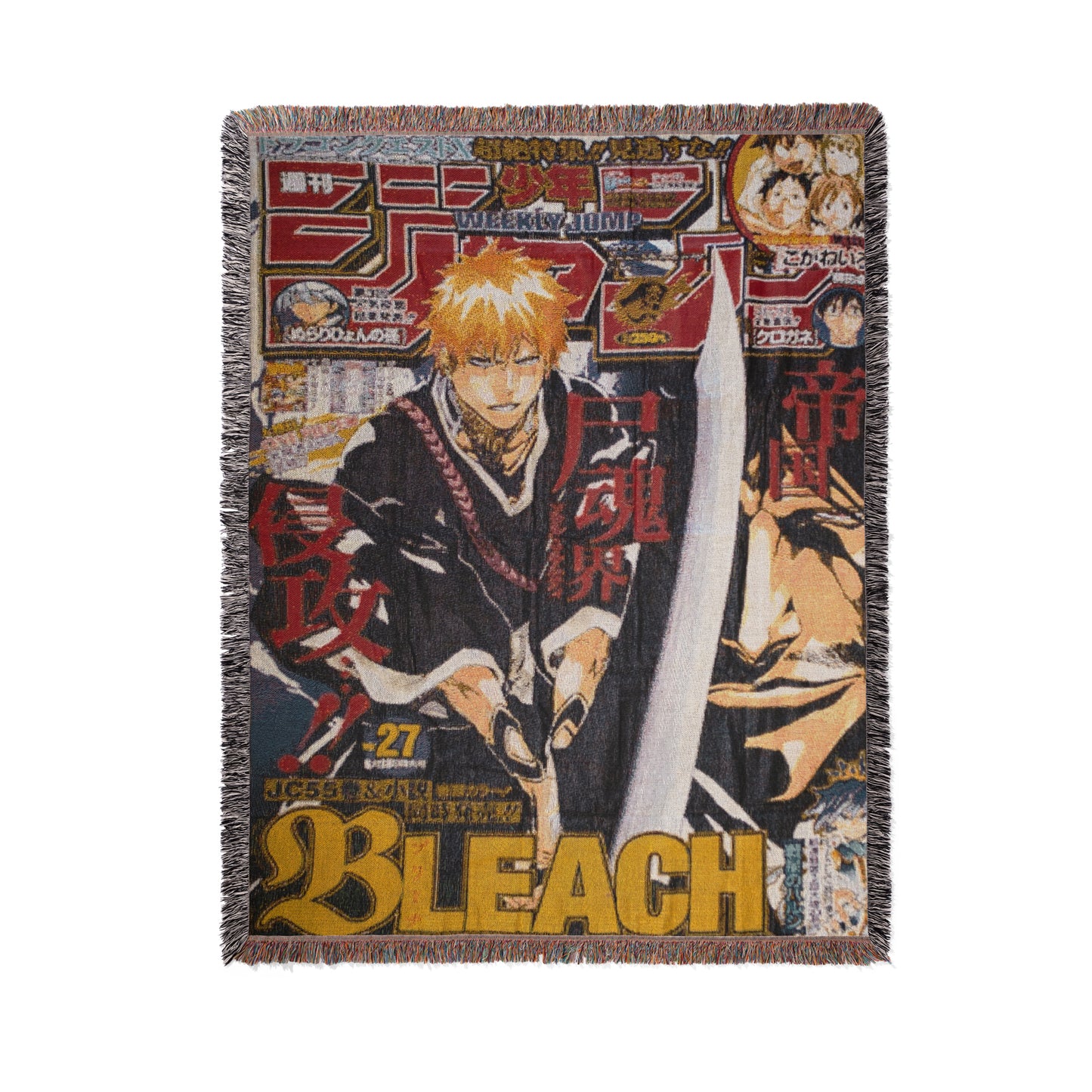Bleach Ichigo Kurosaki Weekly Jump Woven Throw Blanket | 50x60 Anime Blanket | Manga Room Decor (17)