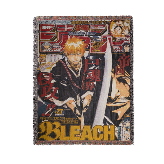 Bleach Ichigo Kurosaki Weekly Jump Woven Throw Blanket | 50x60 Anime Blanket | Manga Room Decor (17)