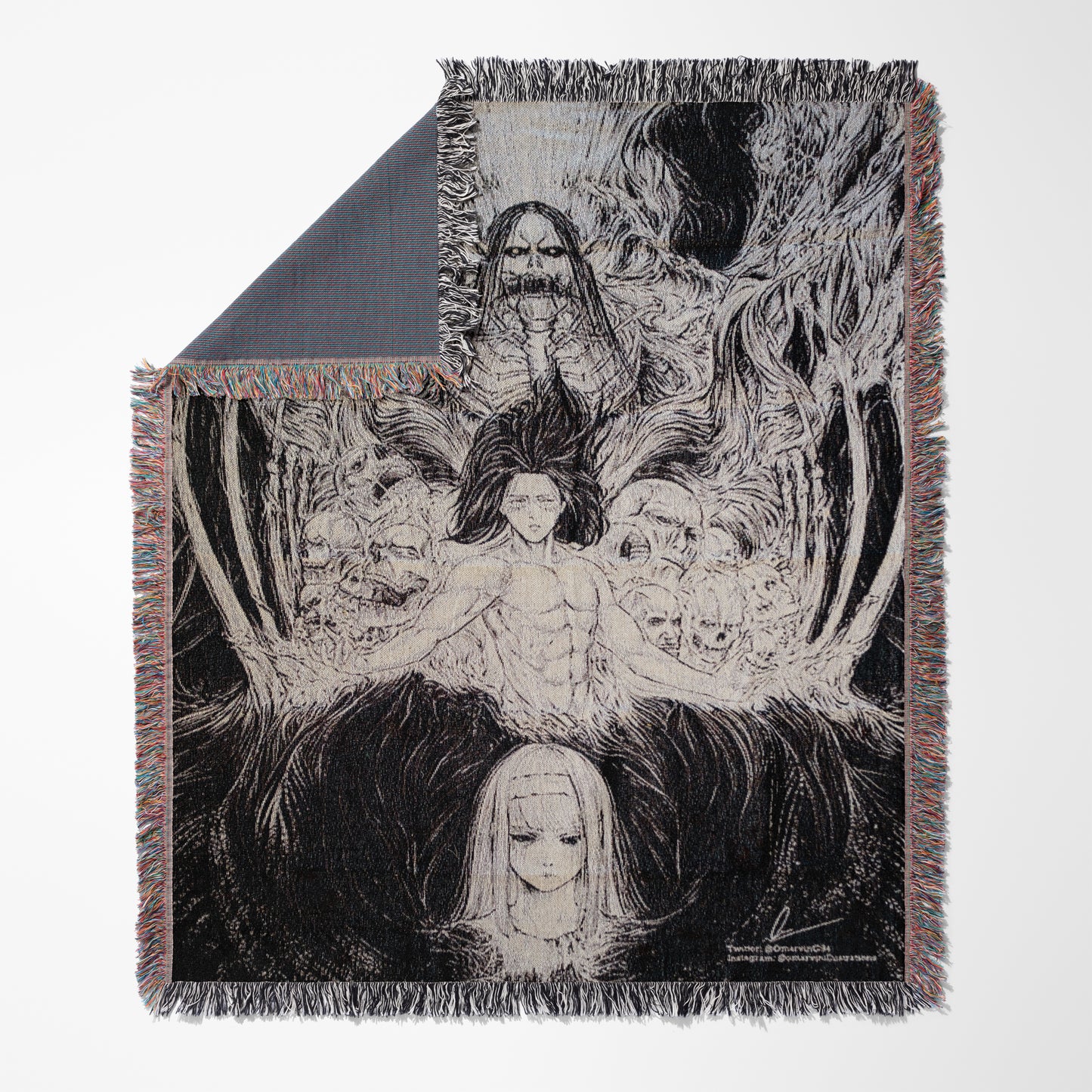 Attack on Titan Woven Throw Blanket | Eren Yeager Anime Blanket | 50x60 Dark Anime Room Decor (22)