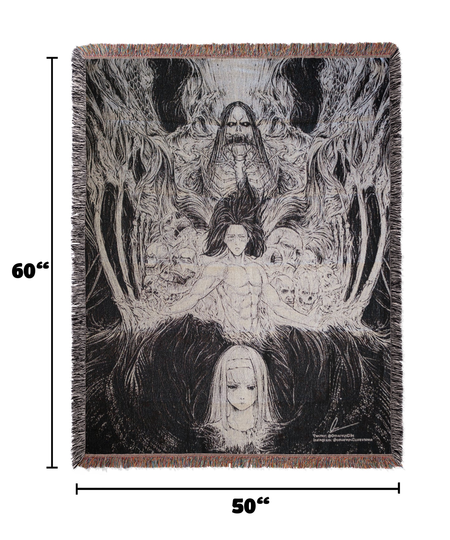 Attack on Titan Woven Throw Blanket | Eren Yeager Anime Blanket | 50x60 Dark Anime Room Decor (22)