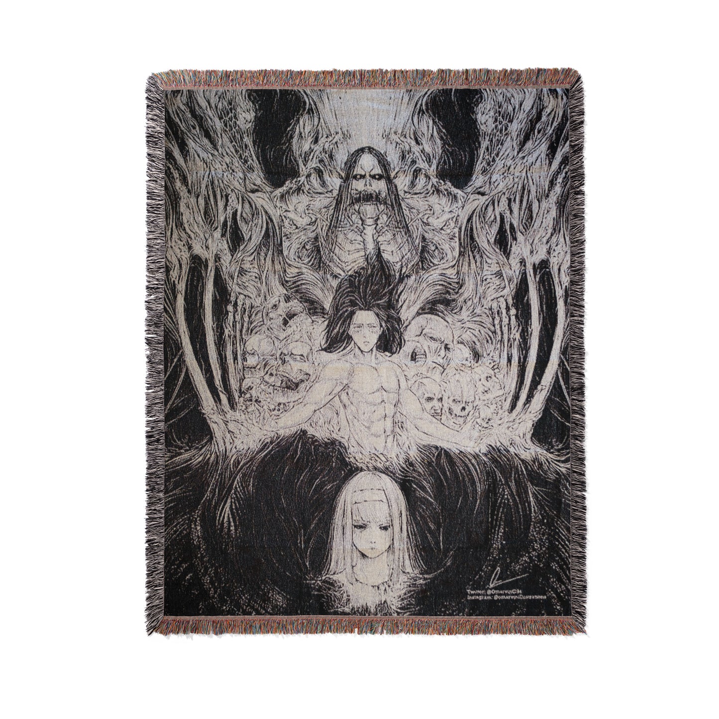 Attack on Titan Woven Throw Blanket | Eren Yeager Anime Blanket | 50x60 Dark Anime Room Decor (22)