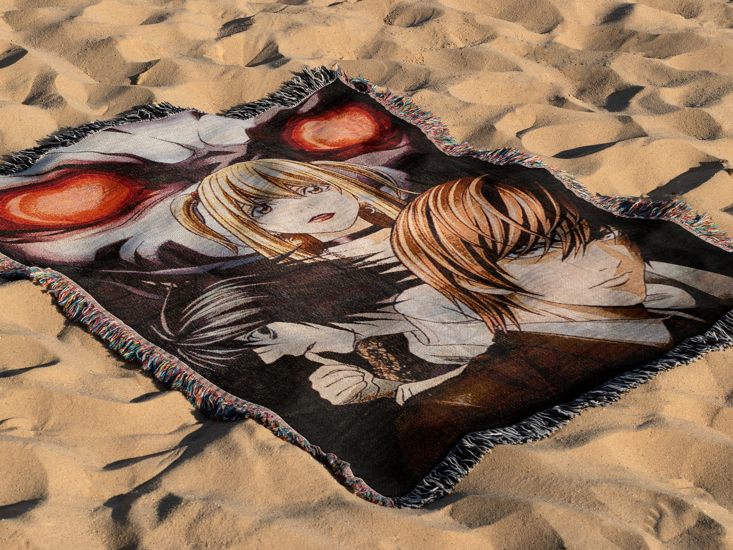 Death Note Woven Throw Blanket | Light Yagami & Ryuk Anime Blanket | 50x60 Otaku Room Decor (31)