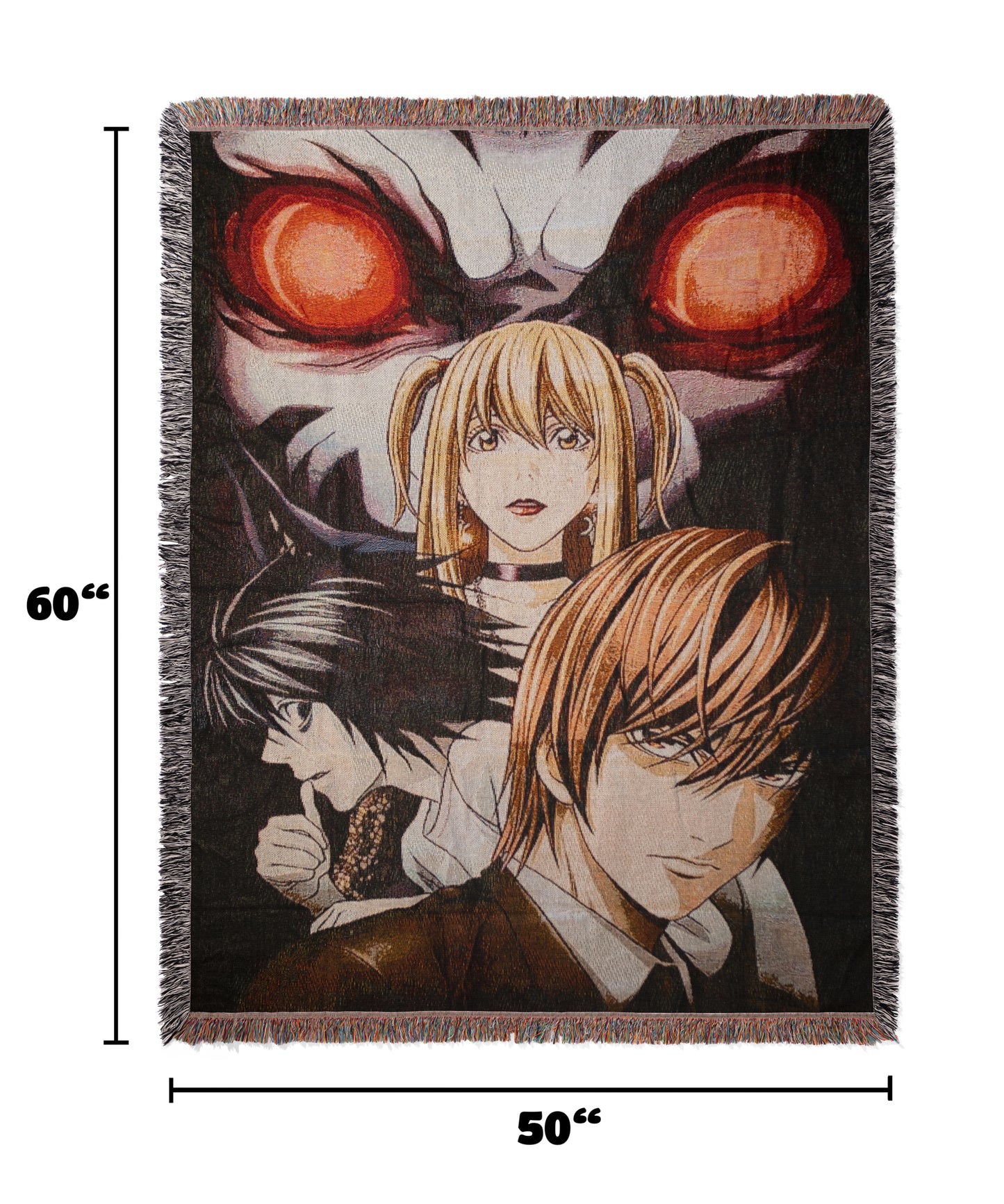 Death Note Woven Throw Blanket | Light Yagami & Ryuk Anime Blanket | 50x60 Otaku Room Decor (31)
