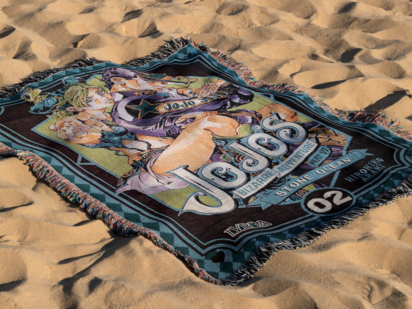 JoJo's Bizarre Adventure Stone Ocean Woven Throw Blanket | 50x60 Anime Blanket | Otaku Room Decor (32)