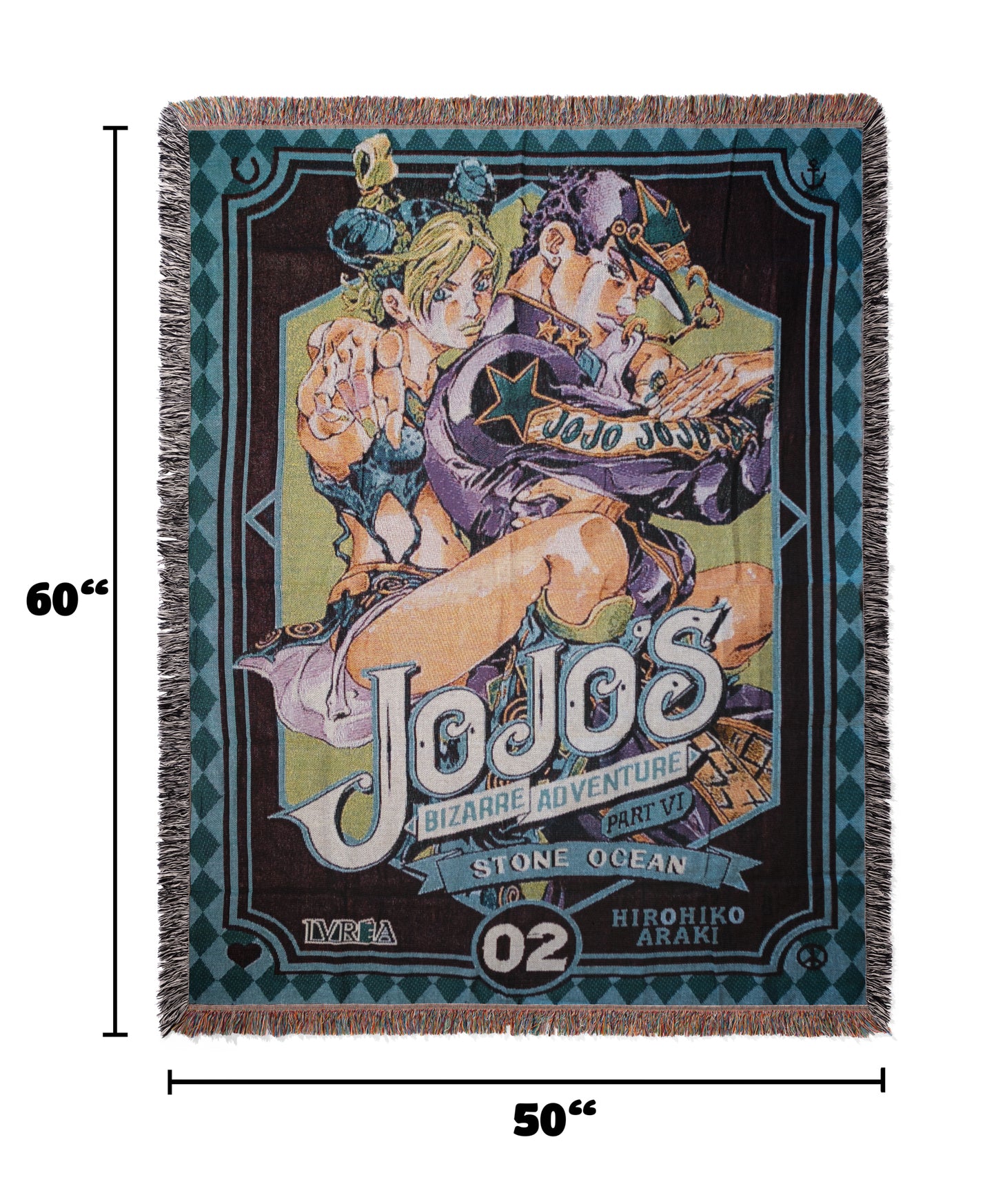 JoJo's Bizarre Adventure Stone Ocean Woven Throw Blanket | 50x60 Anime Blanket | Otaku Room Decor (32)