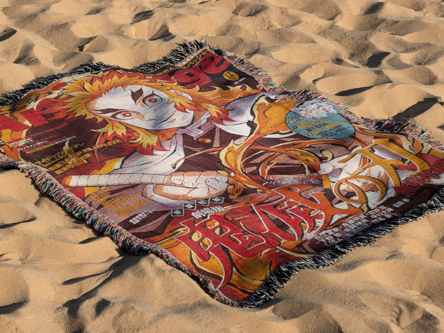 Rengoku Woven Throw Blanket | Demon Slayer Anime Blanket | 50x60 Otaku Room Decor (33)